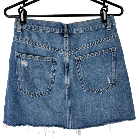 Free People Denim Skirt Sz 28We The Free Mini Skirt Distressed Medium Wash - Picture 2 of 4
